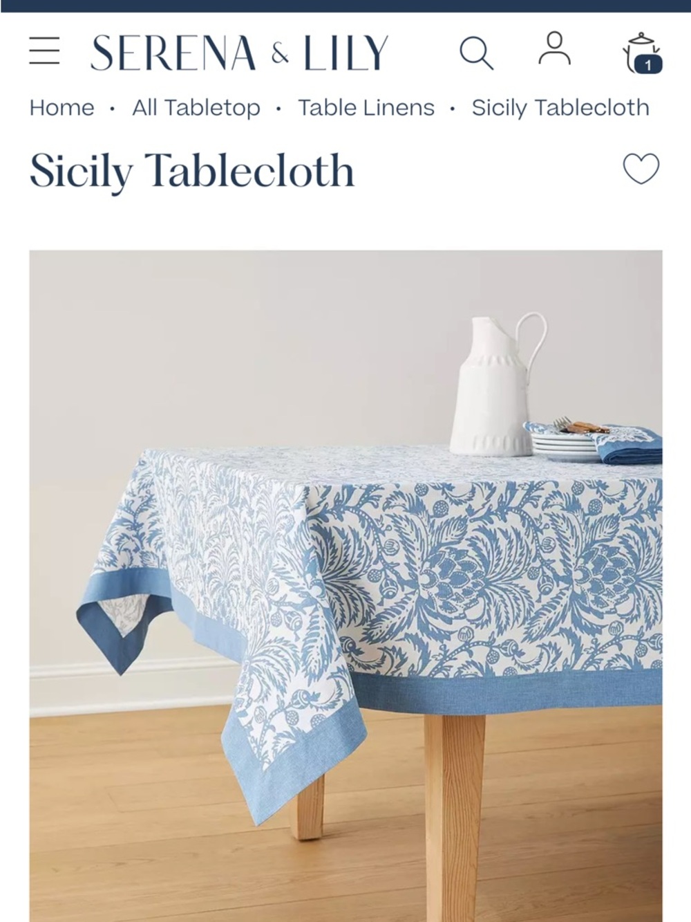 Serena & Lily Sicily Tablecloth NWT - Picture 4 of 4